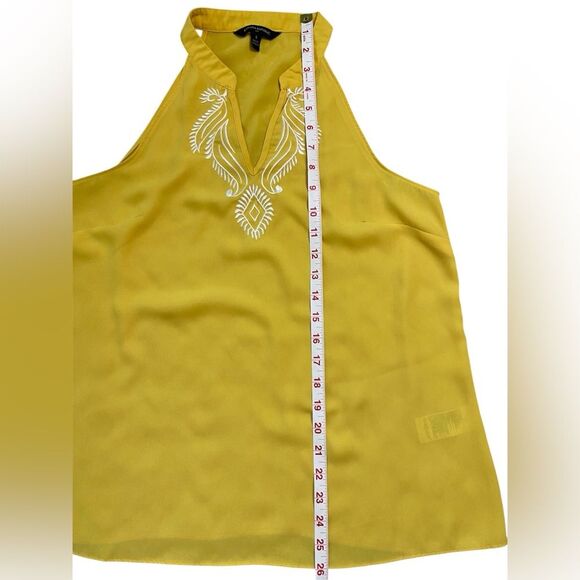 Banana Republic Yellow and White Embroidered Sleeveless Halter Neck Blouse - Picture 5 of 7